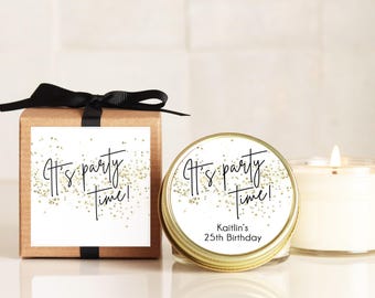 Party Favor Candles: Personalized Confetti Soy Wax Birthday Favors