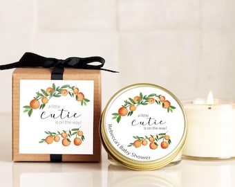 Little Cutie Baby Shower Favor Candles - Clementine Cutie Label Design - Personalized Baby Shower Favors | Baby Shower Candles | Baby Shower