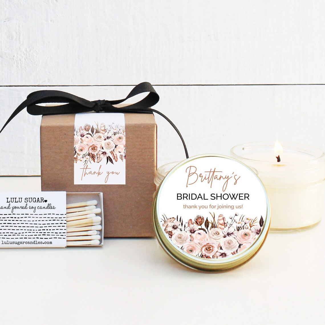 Bridal Shower Favors Bridal Shower Candles Dried Flower Etsy