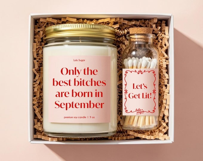 Funny September Birthday Gift Candle and Match Gift for Best Friend Birthday Gift Set Zodiac Candle Gift for Her Birthday Party Decor