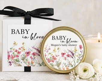 Baby in Bloom Personalized Girl Shower Favor Candles