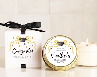 Graduation Party Favors for Guests Personalized Candle Favor Class of 2026 Bow Label