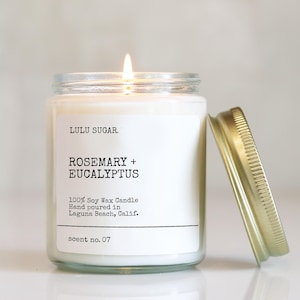Rosemary Eucalyptus Scented Soy Candle: Decorative Candles Handmade Candles Handmade Products Best Selling Items