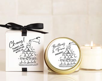 Hand-Poured Soy Engagement Party Favor Candles: Personalized Labels