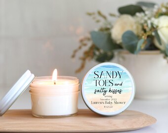 Sandy Toes and Salty Kisses Baby Shower Favors for Guests Personalized Candle Favor