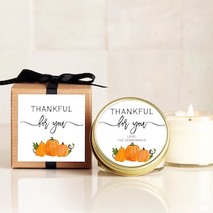 Rustic Thanksgiving Candle Favors - Soy Wax, Thankful for You Design image 1