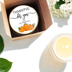 Rustic Thanksgiving Candle Favors - Soy Wax, Thankful for You Design image 2