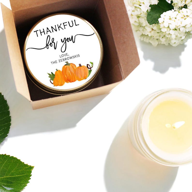 Rustic Thanksgiving Candle Favors - Soy Wax, Thankful for You Design image 2