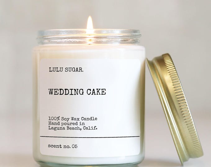 Wedding Cake Scented Soy Candle: Champagne, Buttercream, Rose