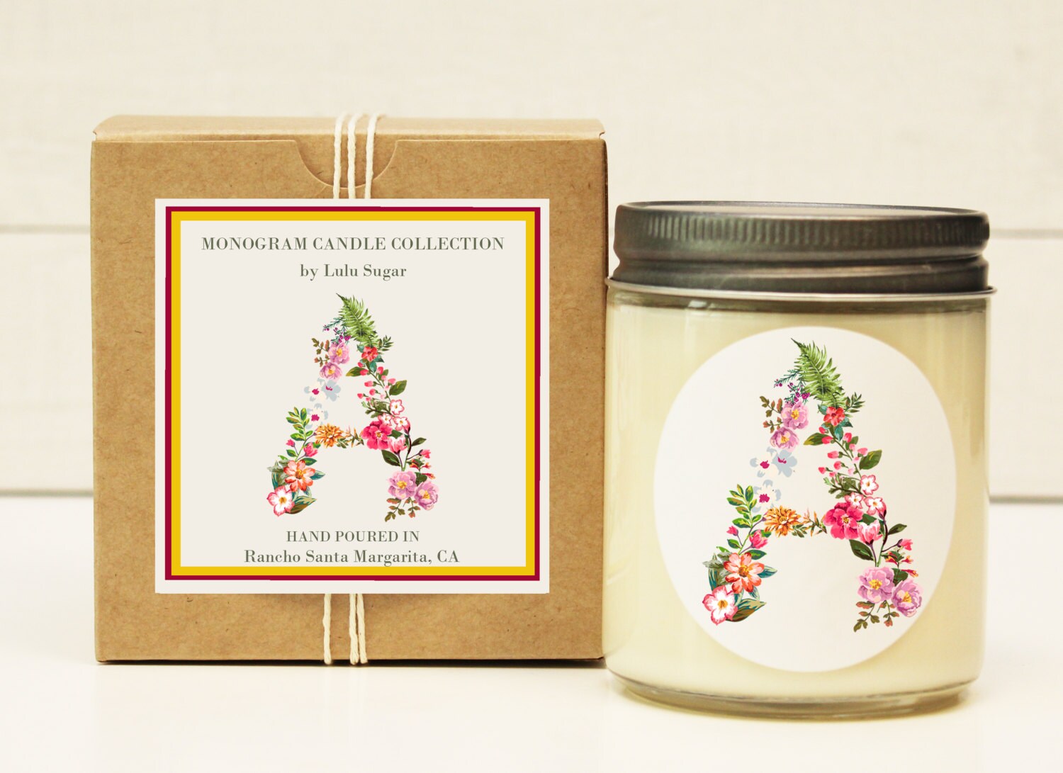 Monogram Candle Gift For Her Sister Gift Holiday Gift