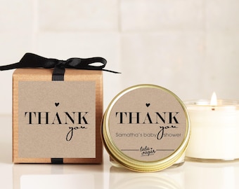 Personalized Baby Shower Favor Candles: Soy Wax, Thank You Gift
