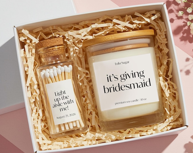 Personalized Bridesmaid Soy Candle Gift Set: Bridal Party Proposal