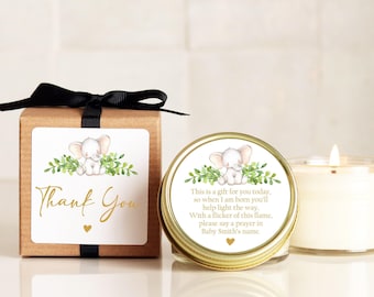 Elephant Baby Shower Favors for Guests Prayer Poem Personalized Candle Favor