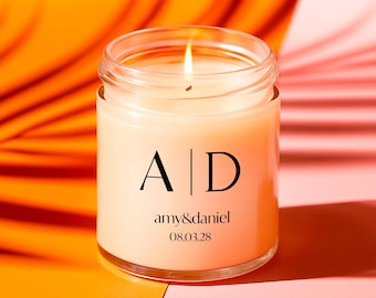 Monogram Wedding Favor Candle for Guests Bulk Custom Candle Gift Initials Wedding Favor Candle Wedding Favor