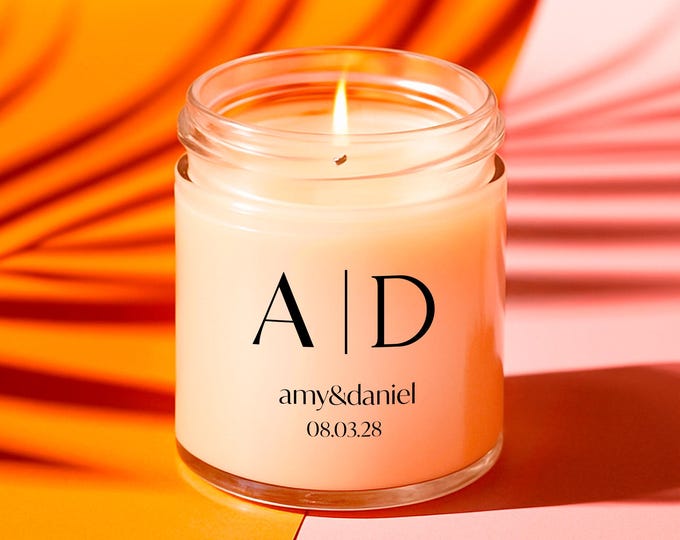 Monogram Wedding Favor Candle for Guests Bulk Custom Candle Gift Initials Wedding Favor Candle Wedding Favor