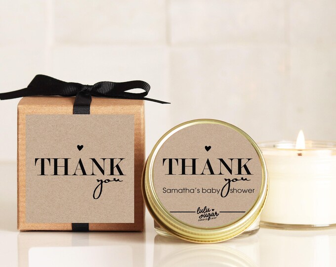 Personalized Baby Shower Favor Candles: Soy Wax, Thank You Gift
