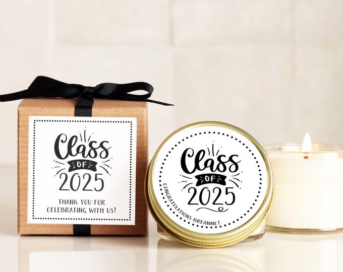 Personalized Graduation Favor Candle: Class of 2025 Soy Candle