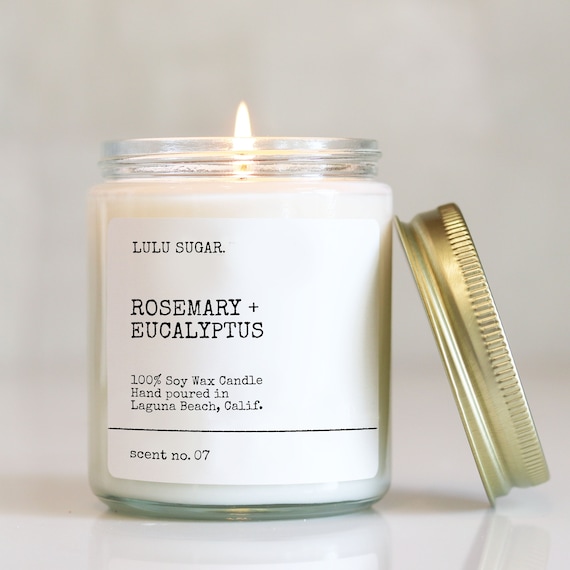 Rosemary Eucalyptus Scented Soy Candle: Decorative Candles Handmade Candles Handmade Products Best Selling Items