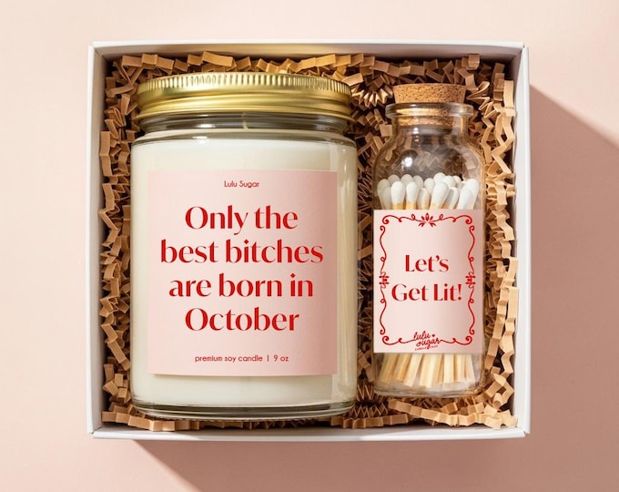 Funny October Birthday Gift Candle and Match Gift for Best Friend Birthday Gift Set Zodiac Candle Gift for Her Birthday Party Decor