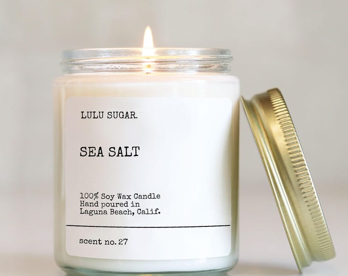 Sea Salt Scented Soy Candle: Beach Ocean Coastal Aroma
