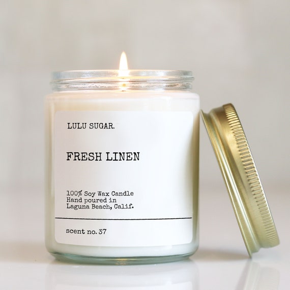 Fresh Linen Scented Candle Cotton Scented Candle Clean Linen Candle Fresh Scented  Candle Soy Candle Clean Candle 