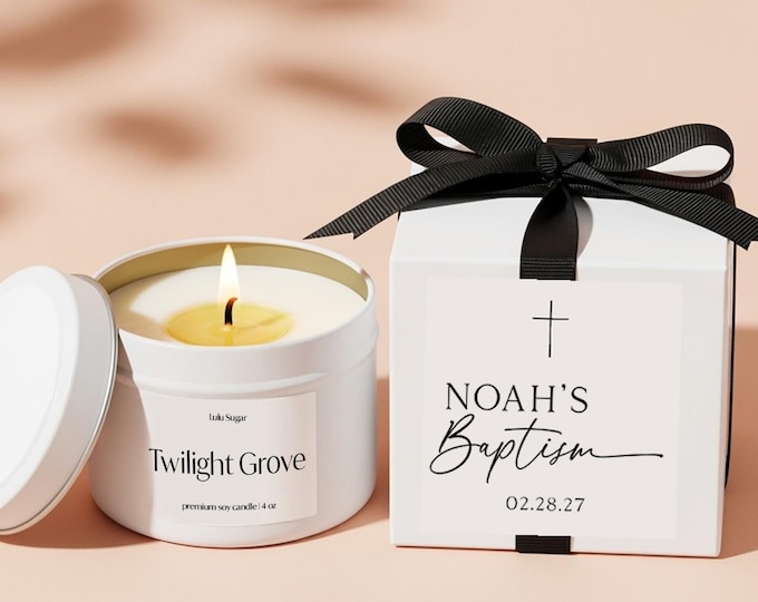 Personalized Baptism Favor Candles: Bulk Candle Christening Gifts