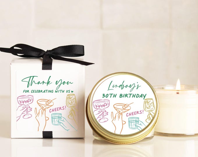 Personalized Birthday Party Favor Candle: Hand-Poured Soy Wax