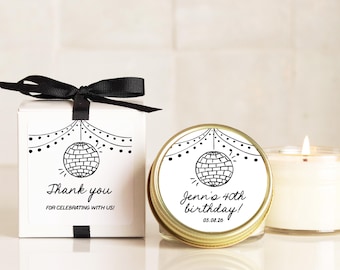 40th, 50th, 60th Birthday Party Favors Disco Ball Candle Favors: Personalized Candle Favors - ANY Age