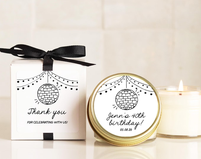 Disco Ball Candle Favors: Personalized Birthday Party Favors