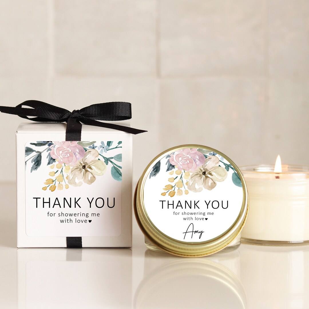 Personalized Baby Shower Favor Candles: Floral Soy Wax Candles - Etsy