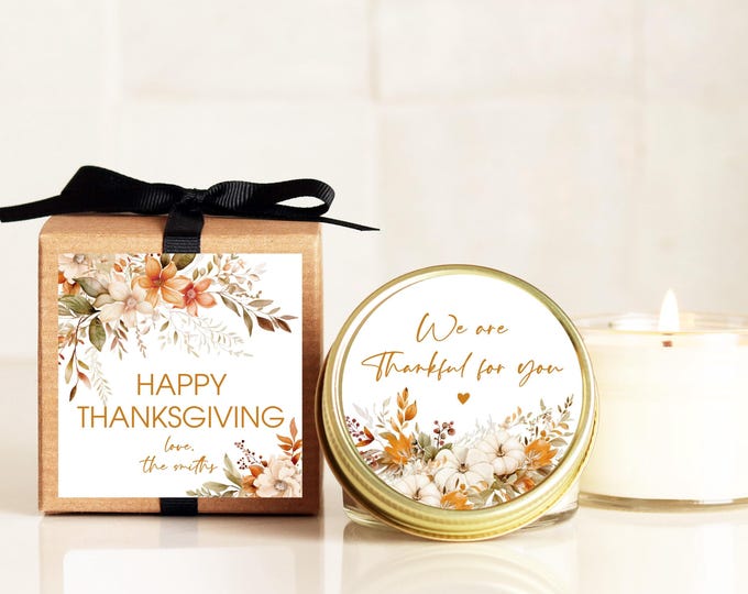 Thanksgiving Candles | Thanksgiving Table Decor | Personalized Candles | Thanksgiving Gifts | Thanksgiving Favors | Boxed Candles