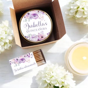 Personalized Quinceanera Favor Candles: Soy Wax, Custom Label