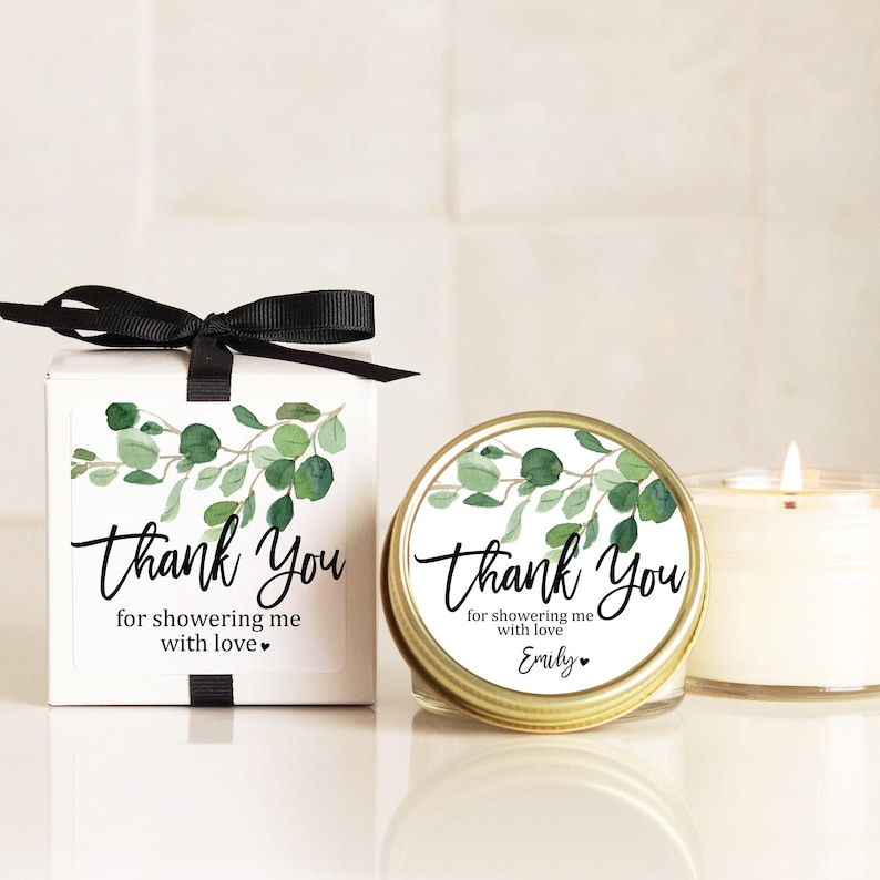 Bridal Shower Favors | Bridal Shower Candles | Eucalyptus Favor Candles | Personalized Favor Candles | Greenery Candle Favors