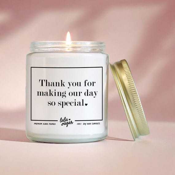 Wedding Vendor Thank You Candle: Scented Soy Wax Gift