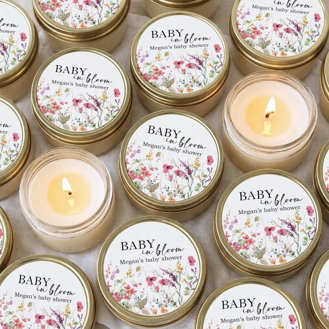 Personalized Girl Shower Favor Candles Baby in Bloom Theme - Etsy