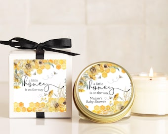 Bee Baby Shower Favor: Personalized Soy Wax Candle