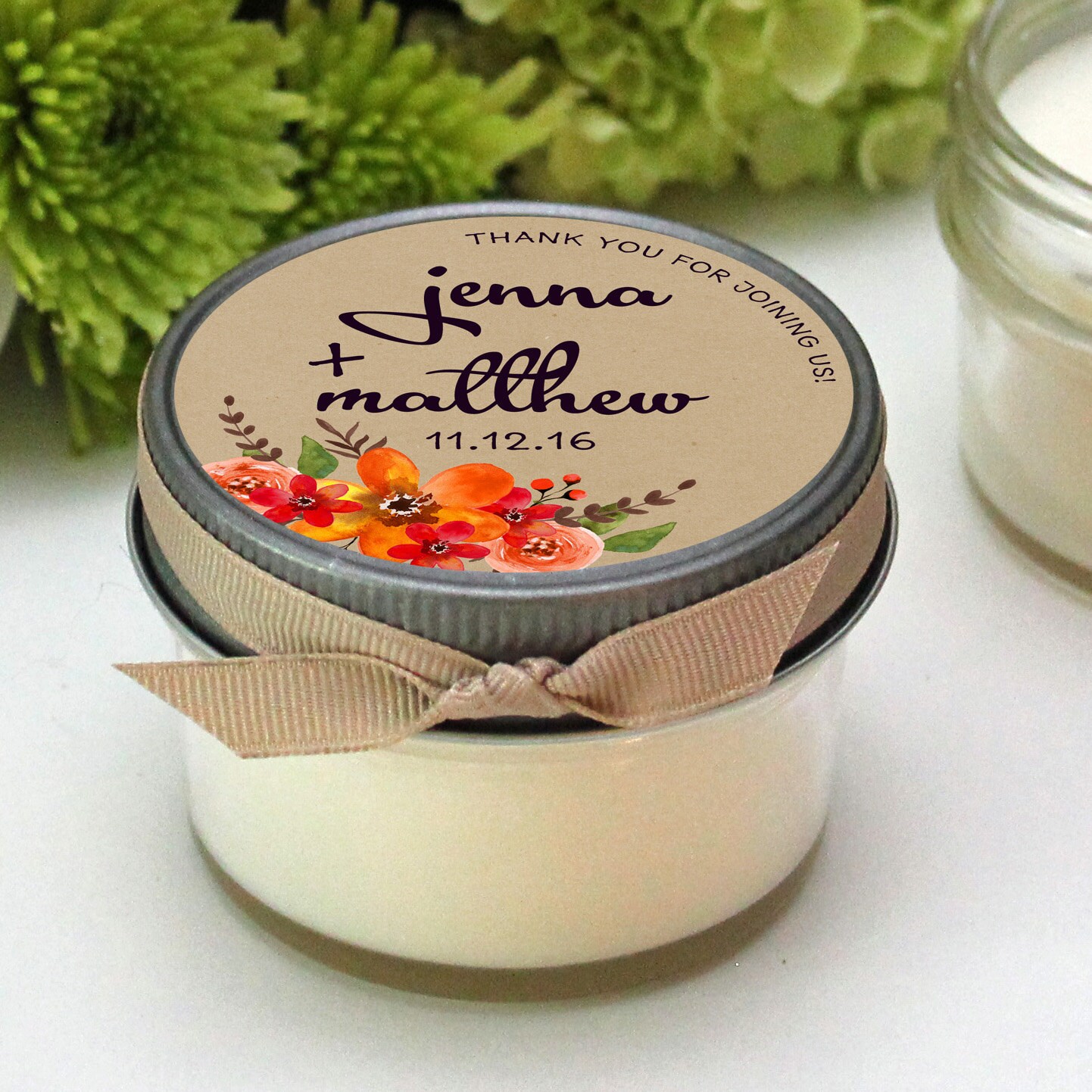 Wedding Favor Candles Fall Bouquet Label Design Fall Wedding