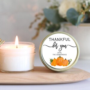 Rustic Thanksgiving Candle Favors - Soy Wax, Thankful for You Design image 3