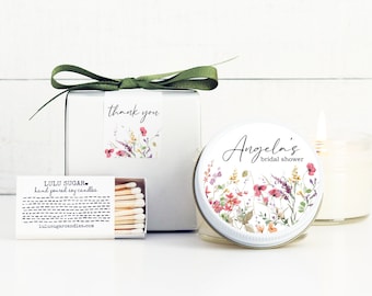 Bridal Shower Favors | Summer Flowers Label Design | Bridal Shower Candles | Personalized Favor Candles | Wildflower Candle Favors