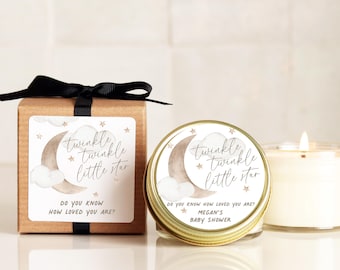 Twinkle Star Baby Shower Favor: Personalized Soy Candle