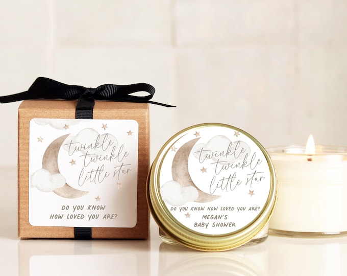 Twinkle Star Baby Shower Favor: Personalized Soy Candle