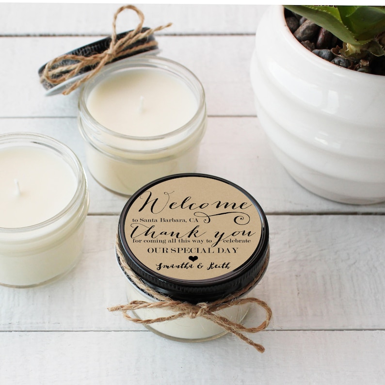 Wedding Favor Candles Label Design Thank You Etsy