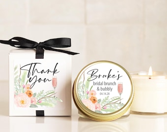 Personalized Bridal Shower Favor Candles: Brunch & Bubbly Soy Candles