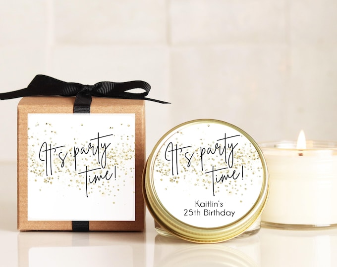 Party Favor Candles: Personalized Confetti Soy Wax Birthday Favors