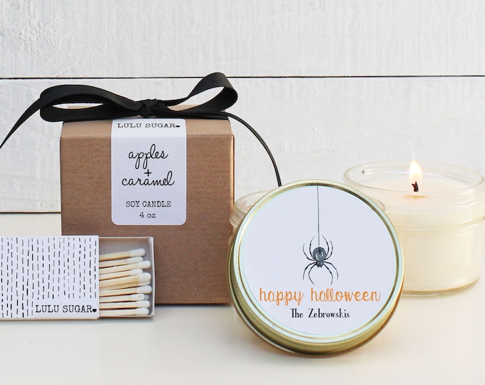 Halloween Party Favor Candles - Spider Label Design - Halloween Scented Candle | Personalized Halloween Favors | Halloween Treats