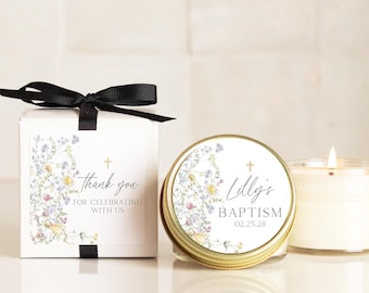 Floral Baptism Candle Favors Girl Christening Communion Keepsake Gift