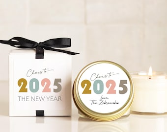 New Years Ever Party Favors Cheers to 2025 Happy New Year Gifts Holiday Candles Personalized Candle Gifts