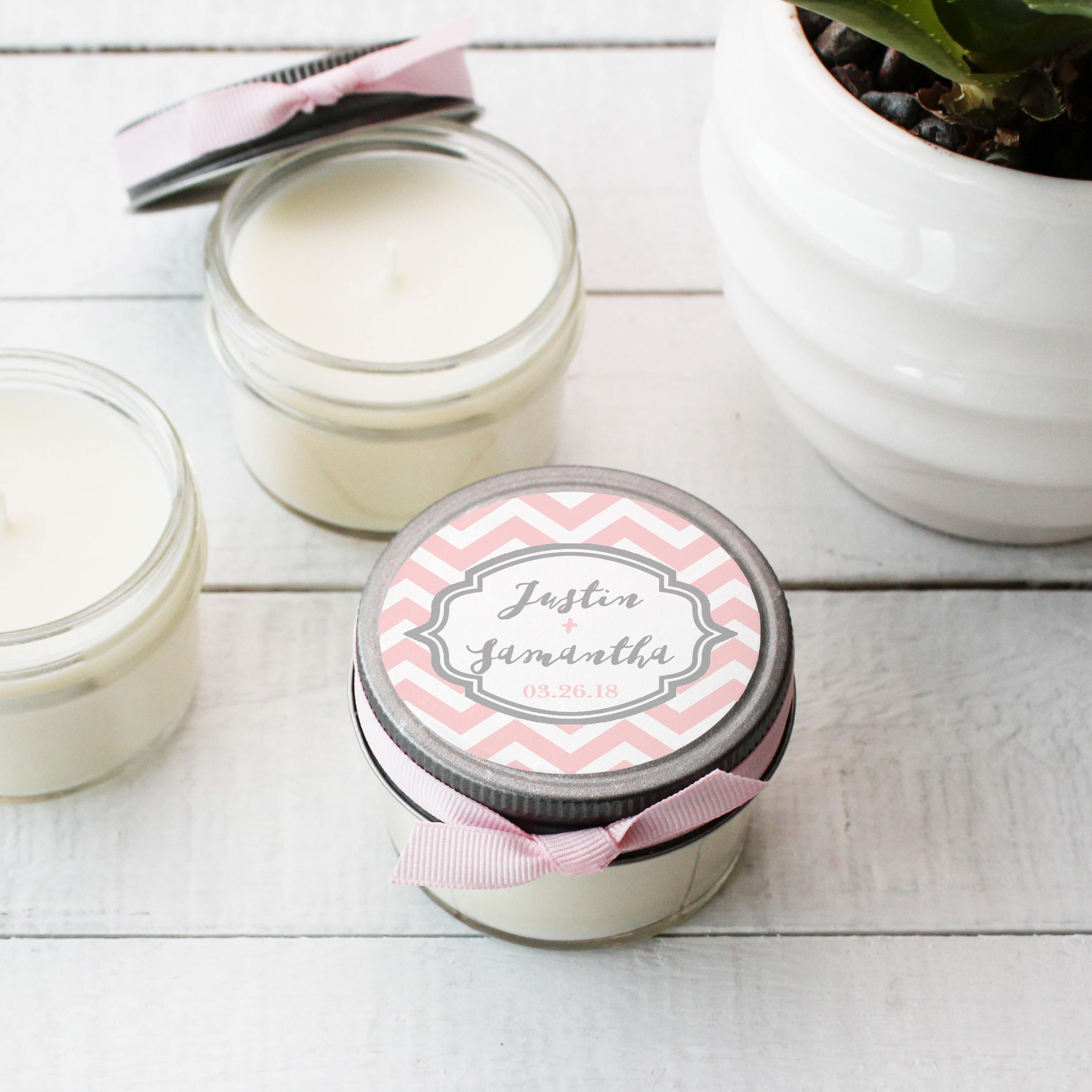 Set of 12 4 oz Soy Candle Wedding Favors Chevron Tag Etsy