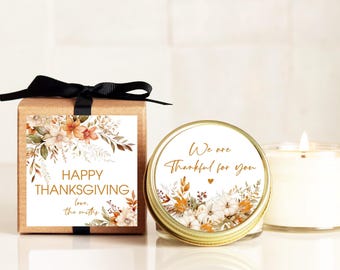 Thanksgiving Candles | Thanksgiving Table Decor | Personalized Candles | Thanksgiving Gifts | Thanksgiving Favors | Boxed Candles
