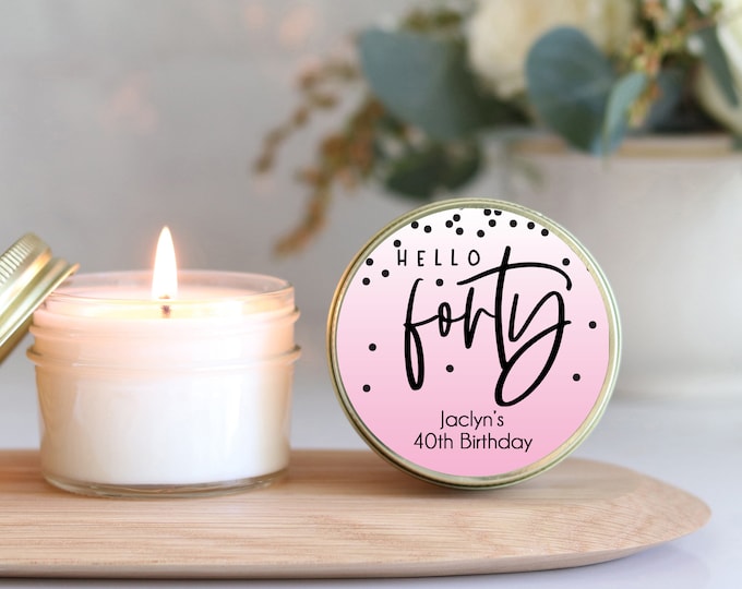 Personalized 40th Birthday Candle Favors: Soy Wax Party Candles